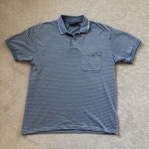 Vintage Par Four Golf Polo Shirt Mens‎ L Blue White Geometric Pattern USA Made